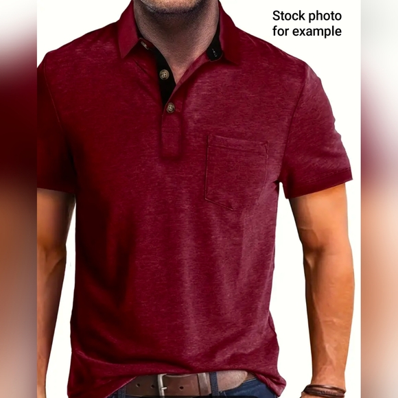 Limkun XXXLarge* men's polo shirt sleeve T shirt in burgundy - Picture 6 of 13